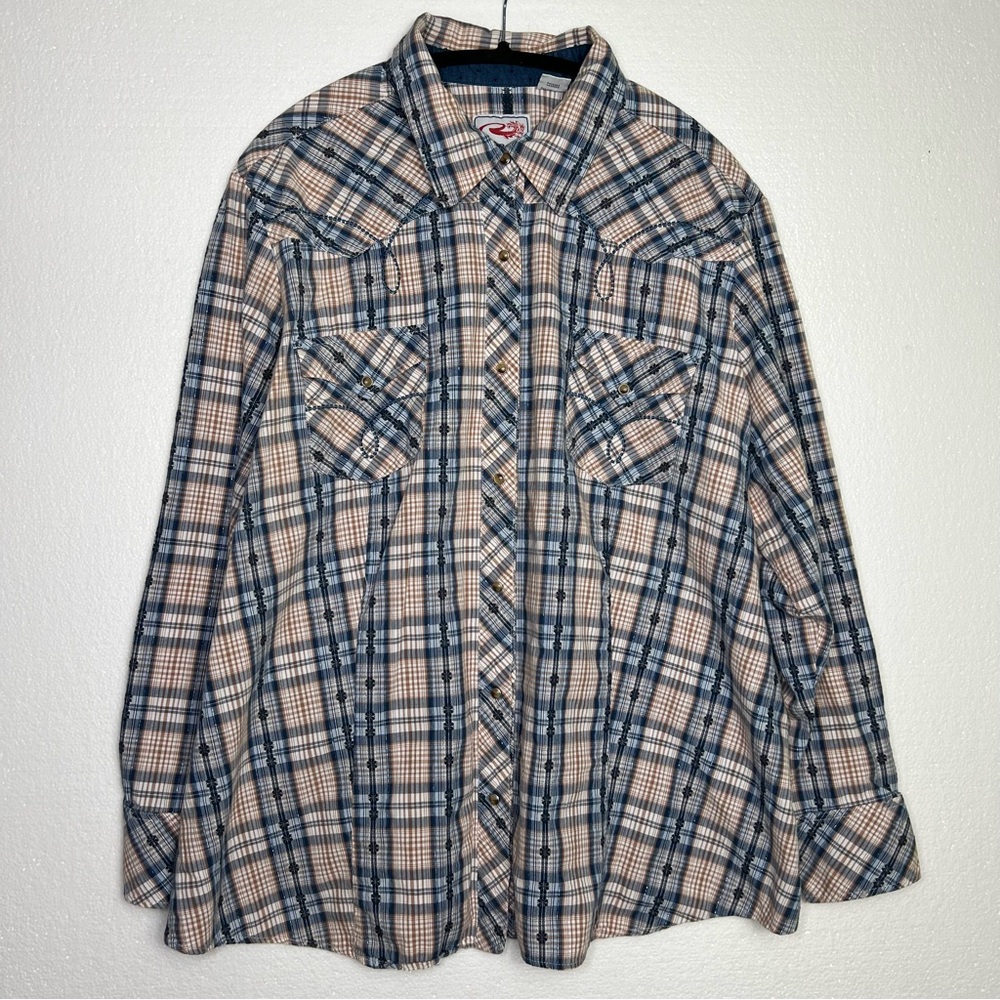 Roper plaid embroidered snap shirt size 3X